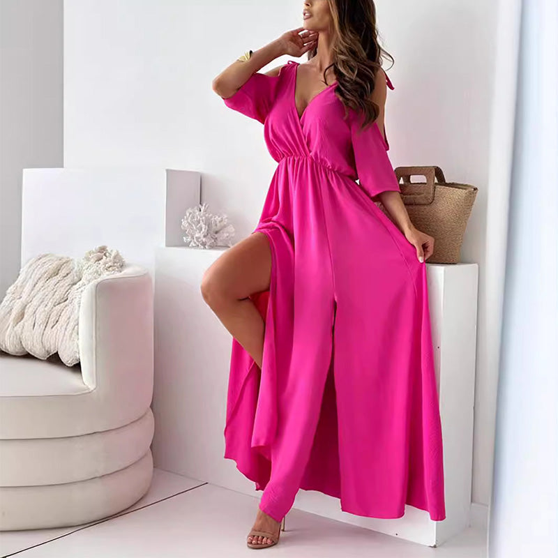 Sylis | Elegant Sexy V Neck Side Slit Dress