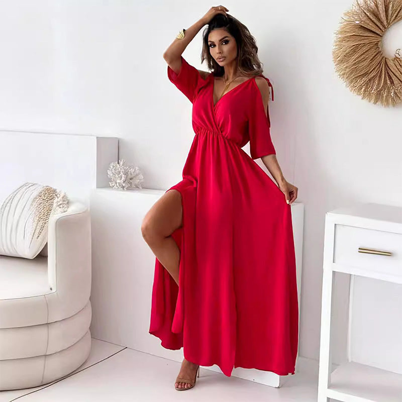 Sylis | Elegant Sexy V Neck Side Slit Dress