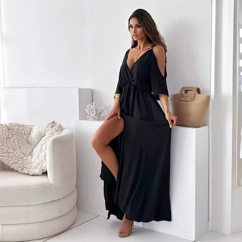 Sylis | Elegant Sexy V Neck Side Slit Dress