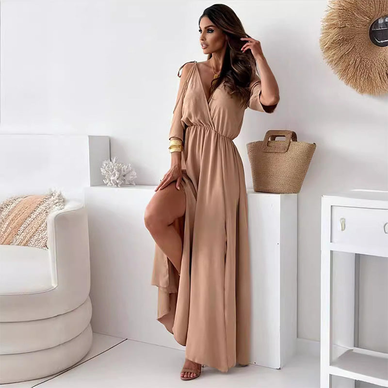 Sylis | Elegant Sexy V Neck Side Slit Dress