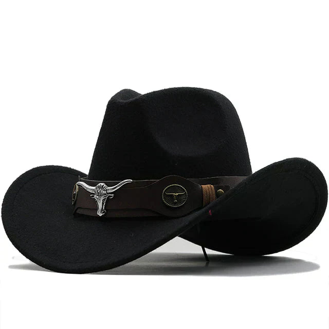 Sylis-Mode - Western-style felt hat with bull buckle band