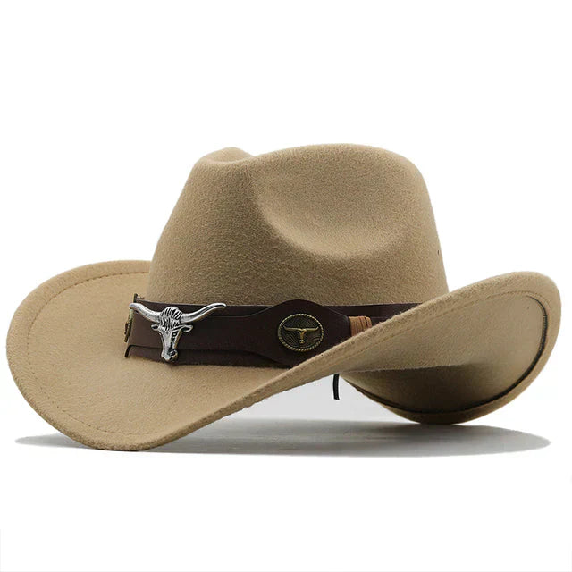 Sylis-Mode - Western-style felt hat with bull buckle band