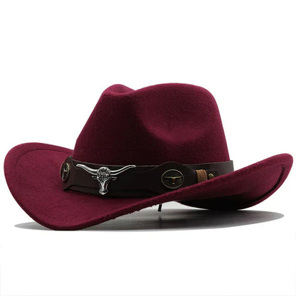 Sylis-Mode - Western-style felt hat with bull buckle band