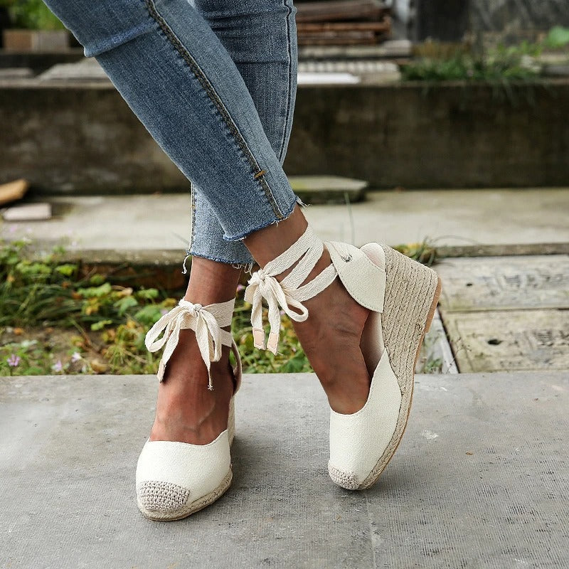 Sylis | Wedge Sandals with Tie-up Lace