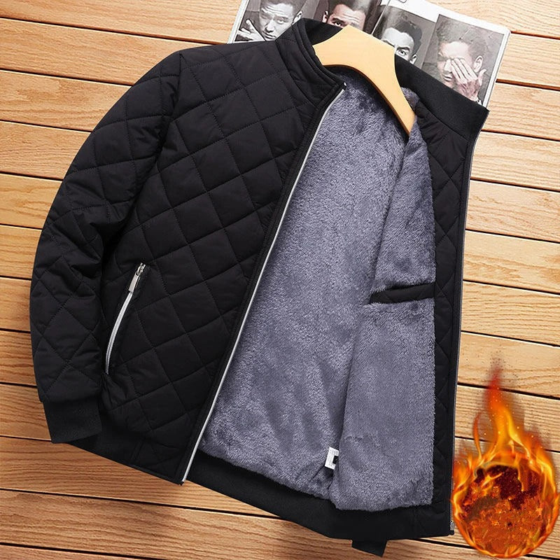 Sylis-Mode - Diamond Pattern Bomber Jacket Men