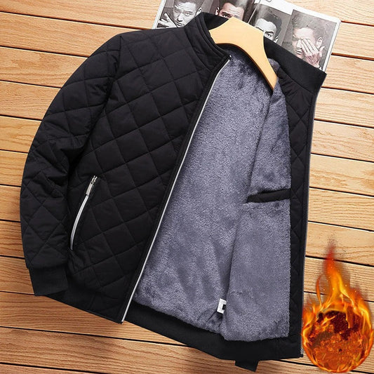 Sylis-Mode - Diamond Pattern Bomber Jacket Men