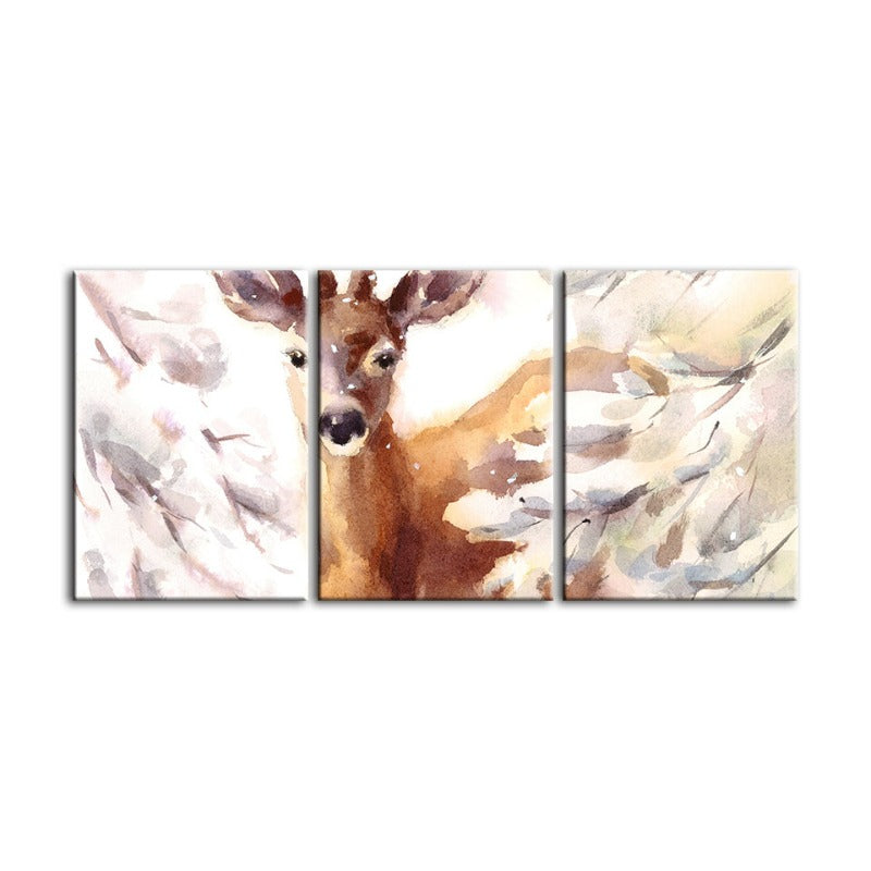 Young Elegant Deer-Canvas Wall Art Painting 3 Pieces