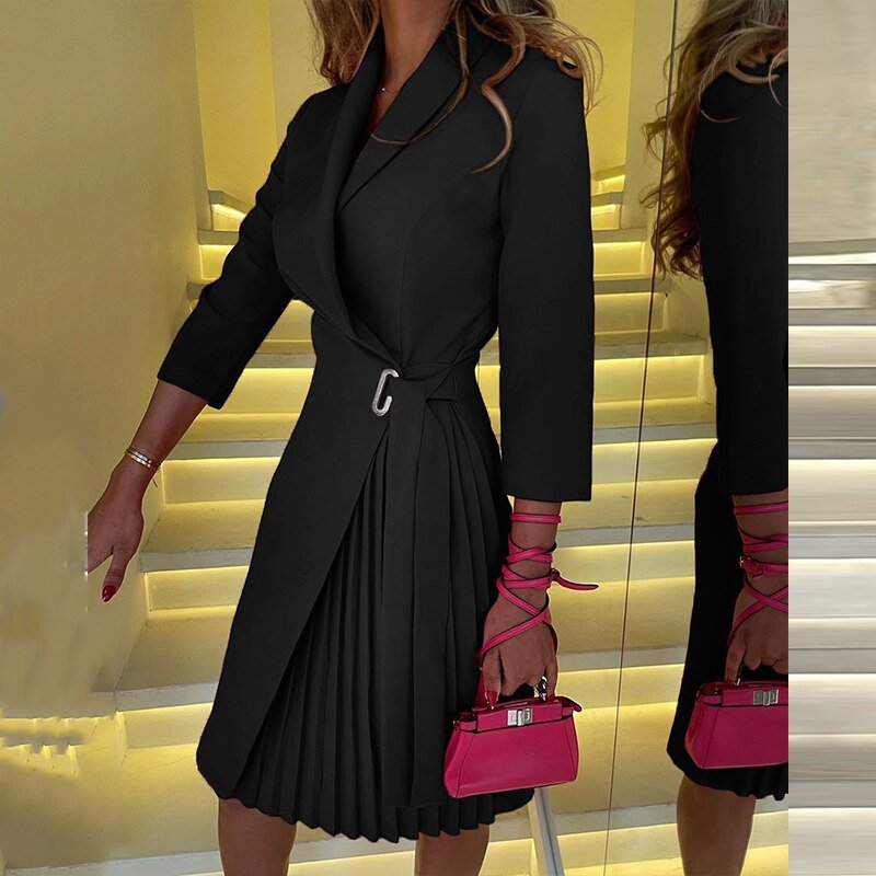 Sylis Elegant notched collar blazer dress