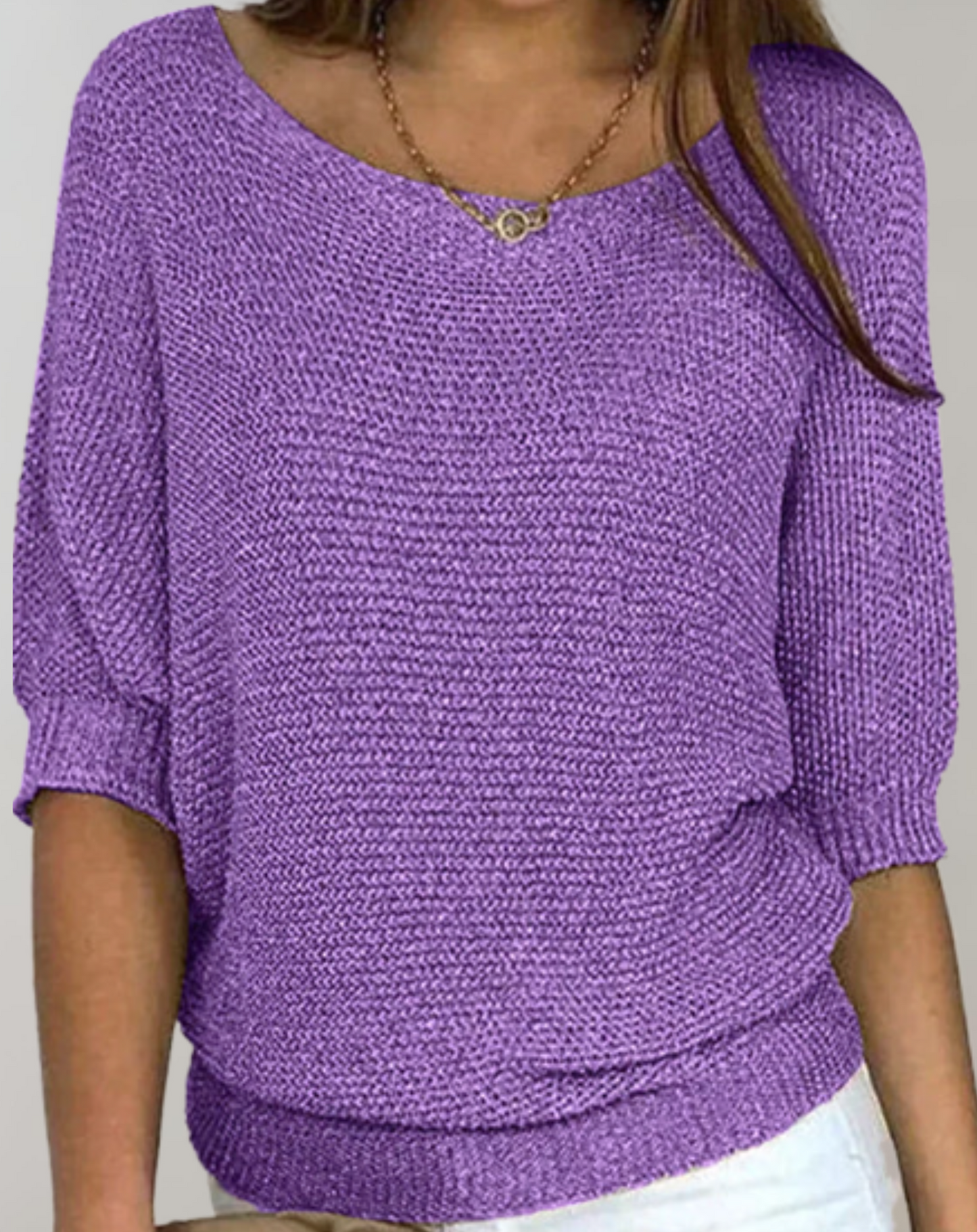 Sylis-Mode | Beautiful Tailored Sweater With Crew Neck And Simple Mid-Length Sleeves