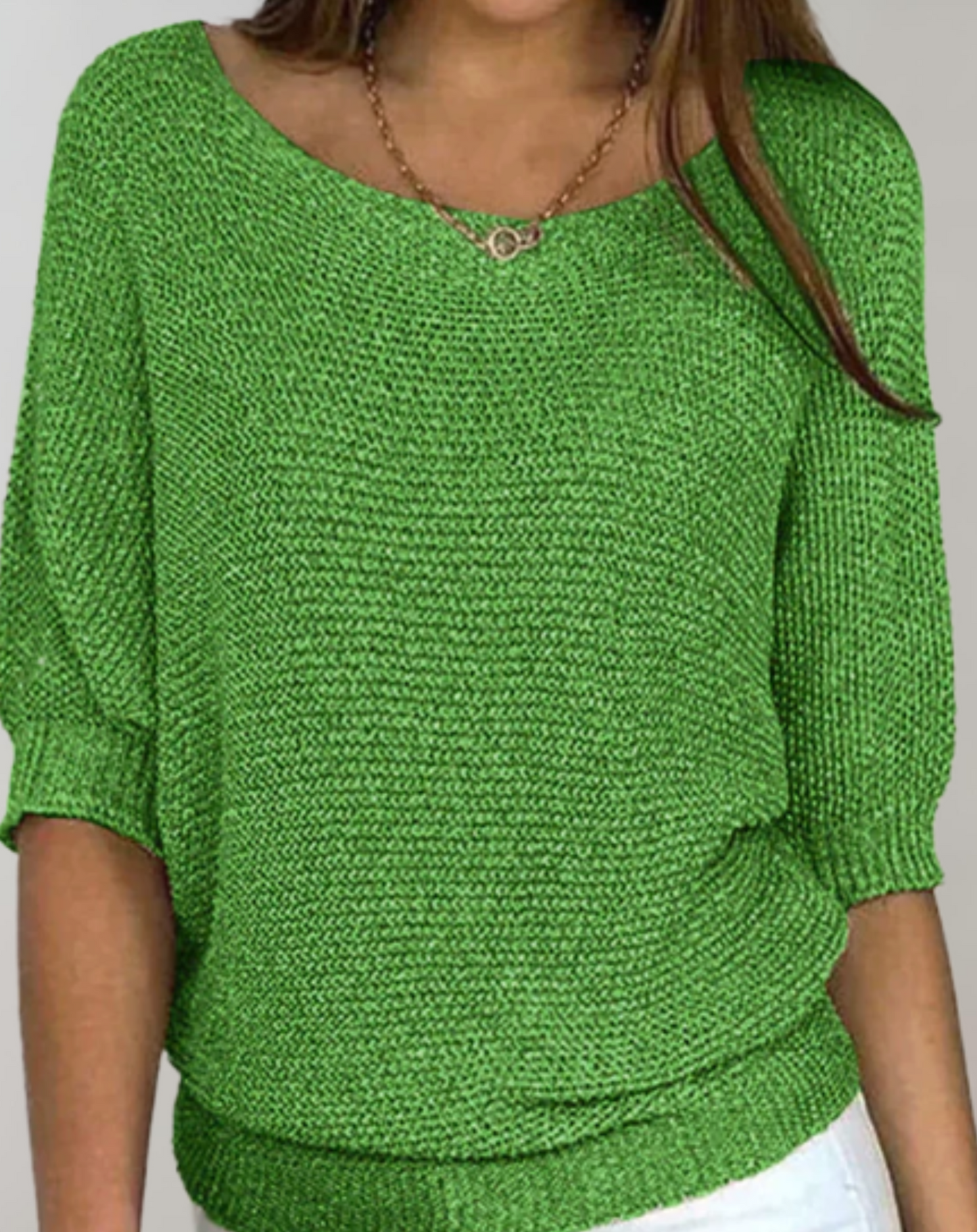 Sylis-Mode | Beautiful Tailored Sweater With Crew Neck And Simple Mid-Length Sleeves